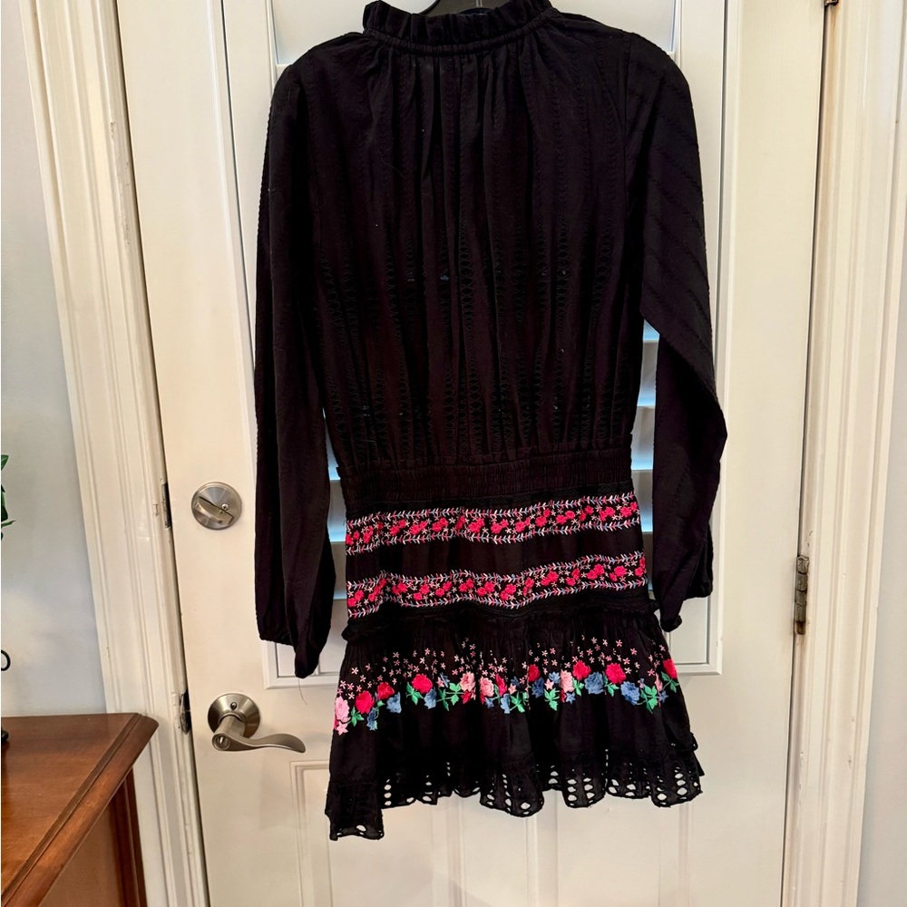 Misa Los Angeles Black Dress with Pink and Red Embroidery - Picture 4 of 4